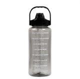 2L Portable Water Bottle Large Capacity Plastic Straw Water Cup Drink Bottle With Time Marker For Outdoor Sports Fitness