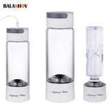 Portable Hydrogen Rich Water Generator -Bottle Glass Cup body SPE/PEM Dual Chamber Maker lonizer - H2 Inhalation device - 380ML